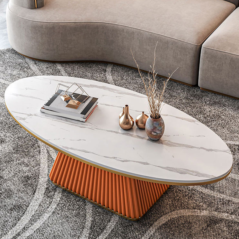 Glam Single Coffee Table Oval Pedestal Coffee Cocktail Table