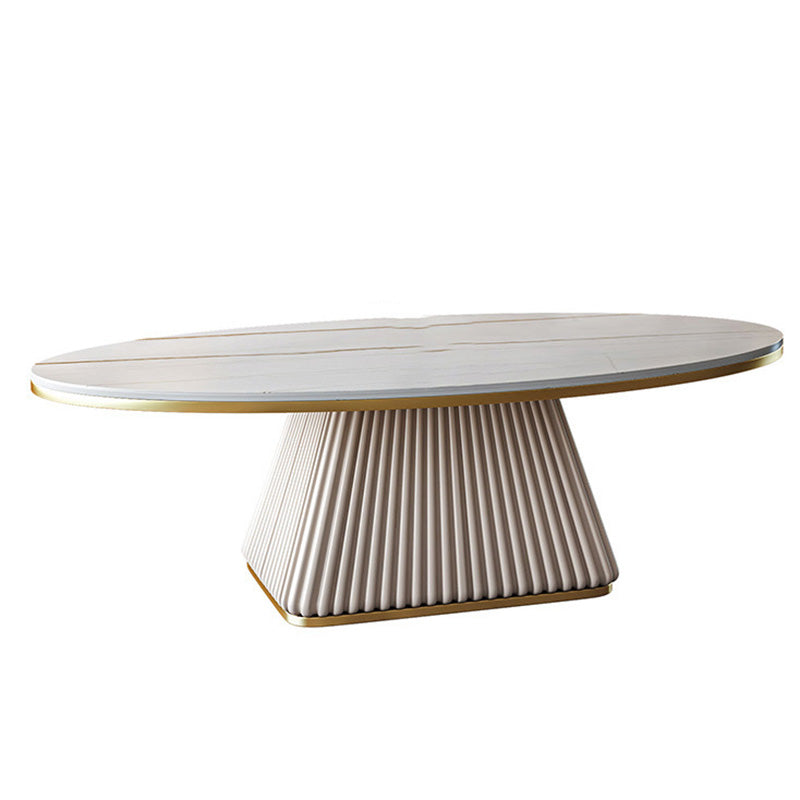 Glam Single Coffee Table Oval Pedestal Coffee Cocktail Table