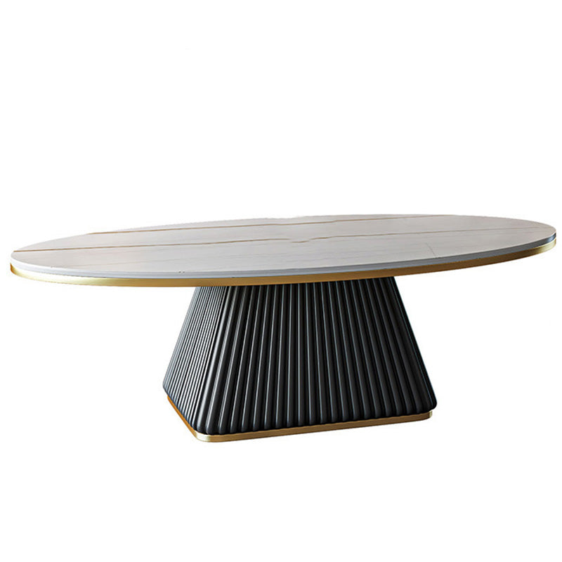 Glam Single Coffee Table Oval Pedestal Coffee Cocktail Table
