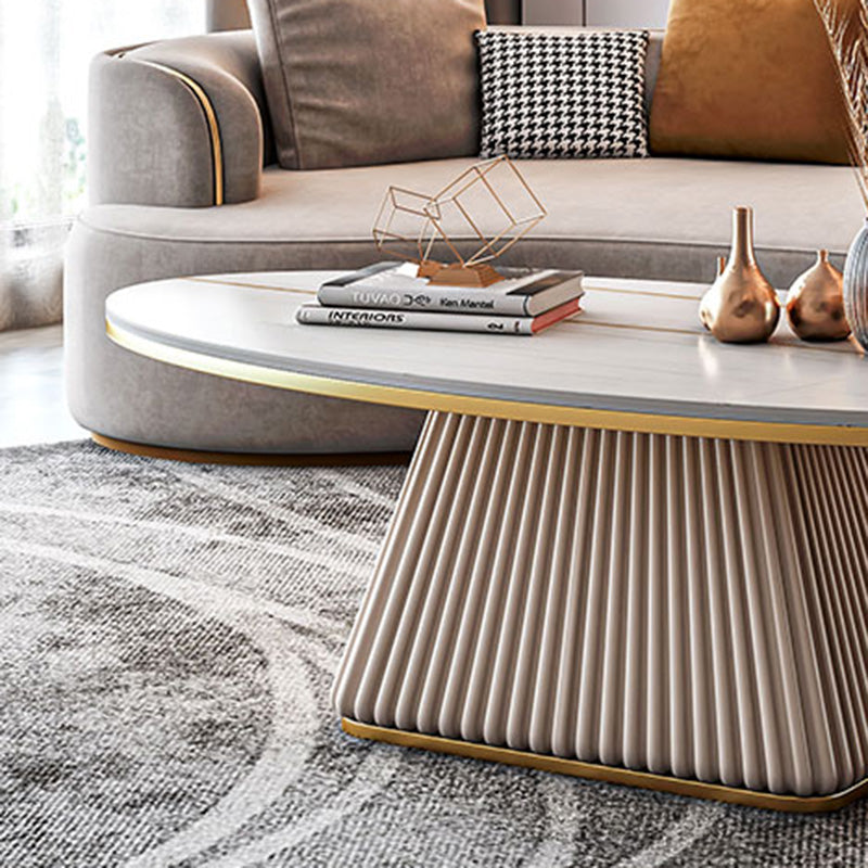Glam Single Coffee Table Oval Pedestal Coffee Cocktail Table