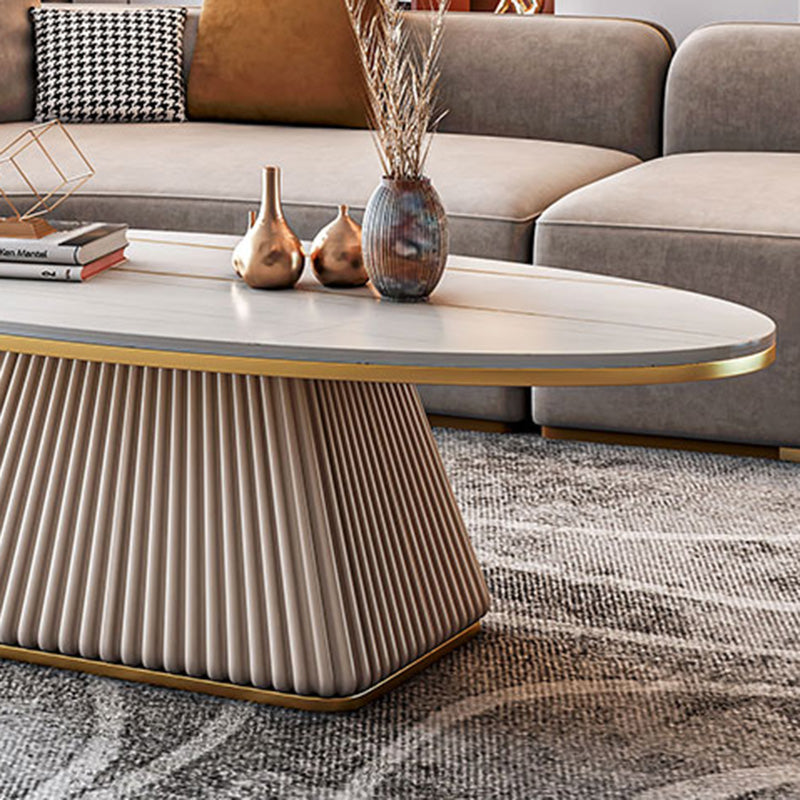 Glam Single Coffee Table Oval Pedestal Coffee Cocktail Table