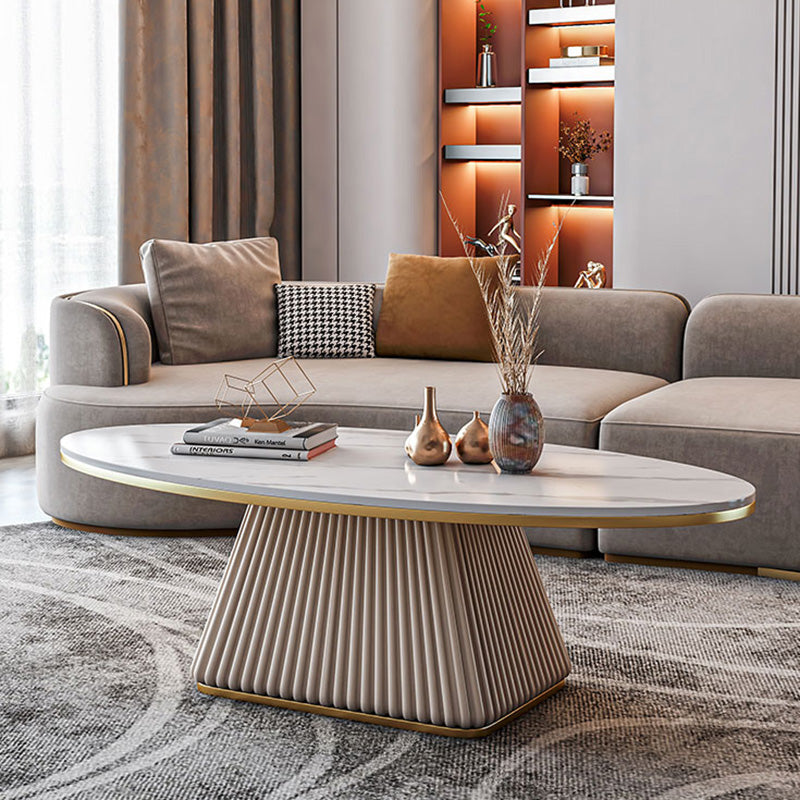 Glam Single Coffee Table Oval Pedestal Coffee Cocktail Table