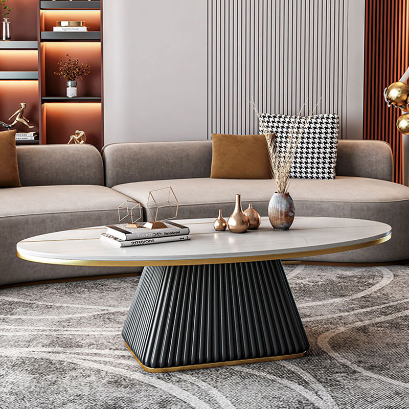 Glam Single Coffee Table Oval Pedestal Coffee Cocktail Table