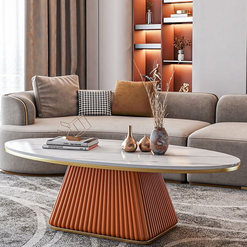 Glam Single Coffee Table Oval Pedestal Coffee Cocktail Table
