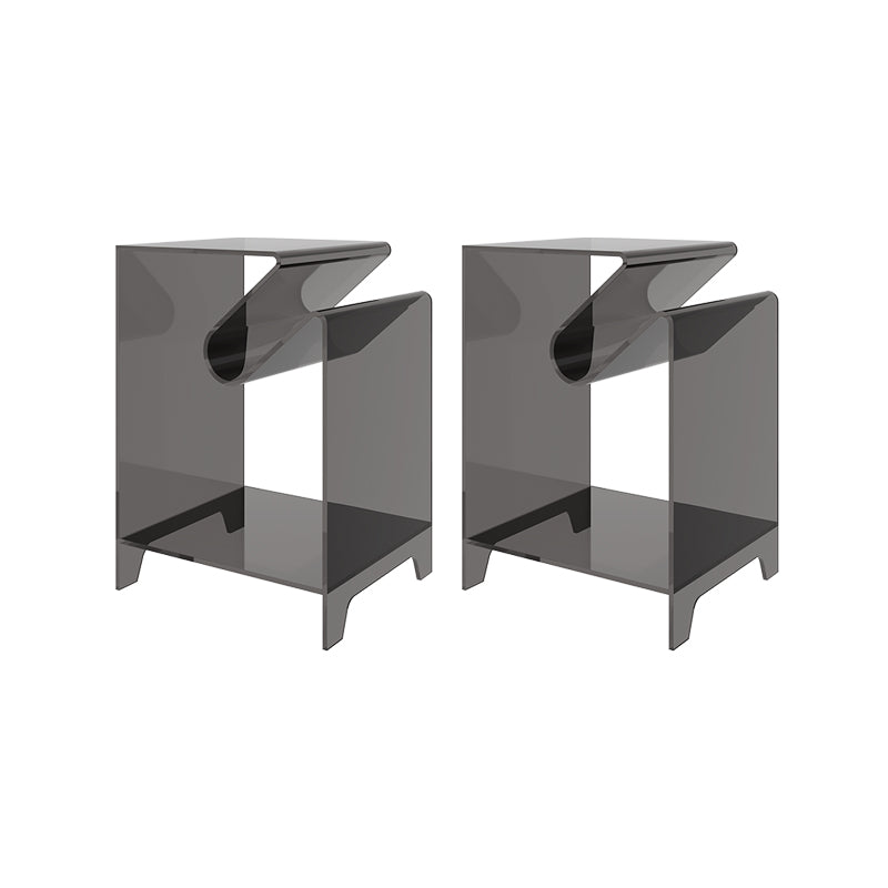 Plastic Double Tier End Table Rectangular Corner Table with Storage