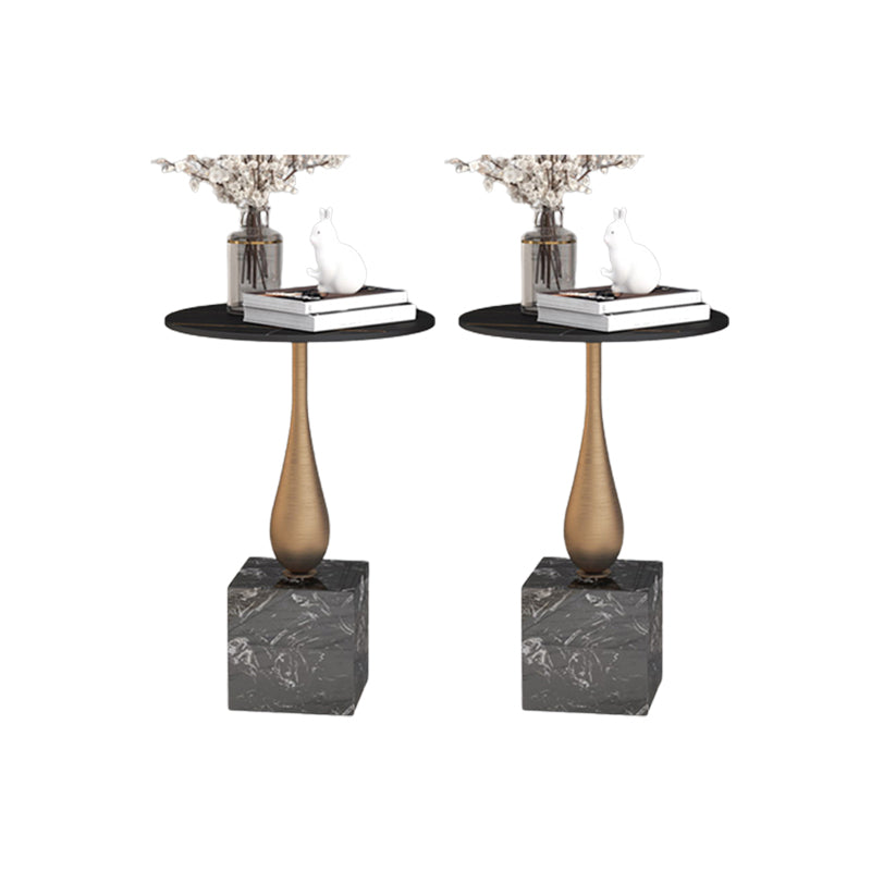 Contemporary Stone Top End Table 23.62" Tall Pedestal Side Table