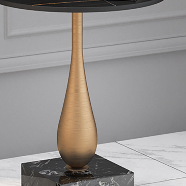 Contemporary Stone Top End Table 23.62" Tall Pedestal Side Table