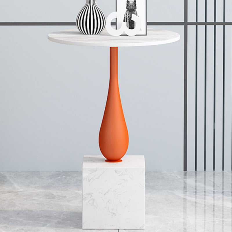 Contemporary Stone Top End Table 23.62" Tall Pedestal Side Table