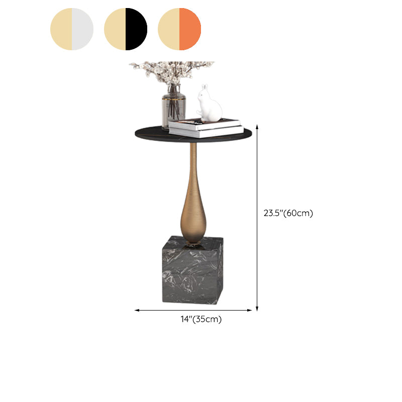 Contemporary Stone Top End Table 23.62" Tall Pedestal Side Table