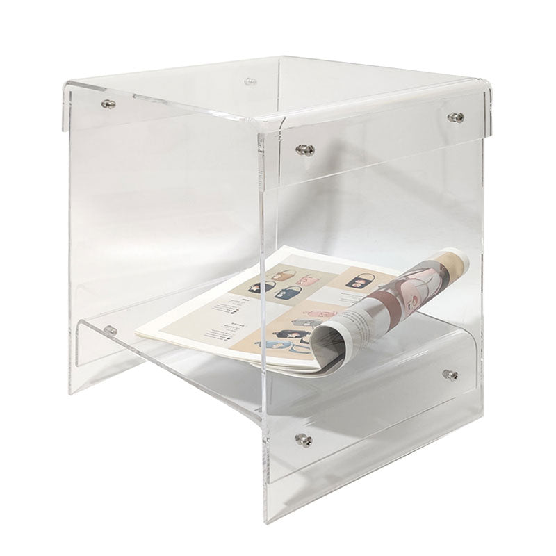 Plastic 2-Tier End Table Rectangular Corner Table for Living Room