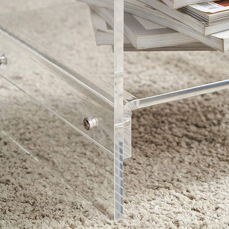 Plastic 2-Tier End Table Rectangular Corner Table for Living Room