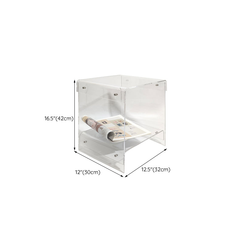 Plastic 2-Tier End Table Rectangular Corner Table for Living Room