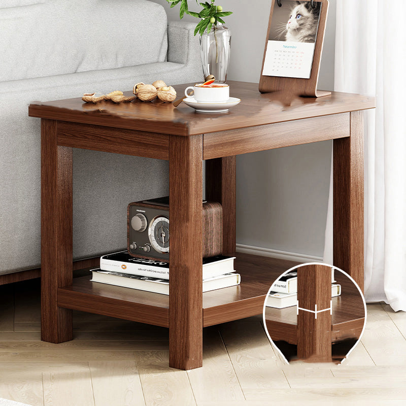 Contemporary Side Table Double Tier Wood Accent Side Table with Shelf