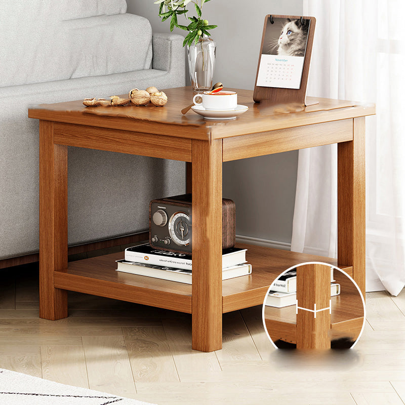 Contemporary Side Table Double Tier Wood Accent Side Table with Shelf