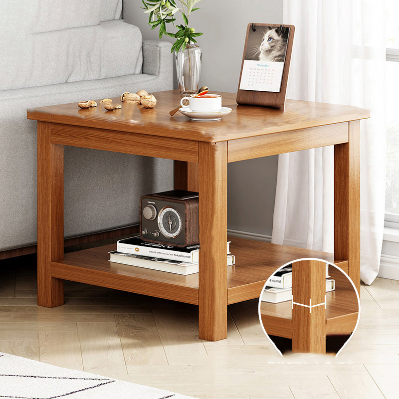 Contemporary Side Table Double Tier Wood Accent Side Table with Shelf