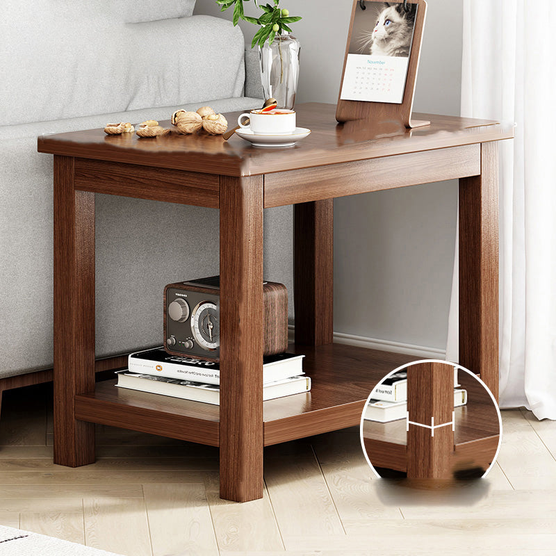 Contemporary Side Table Double Tier Wood Accent Side Table with Shelf
