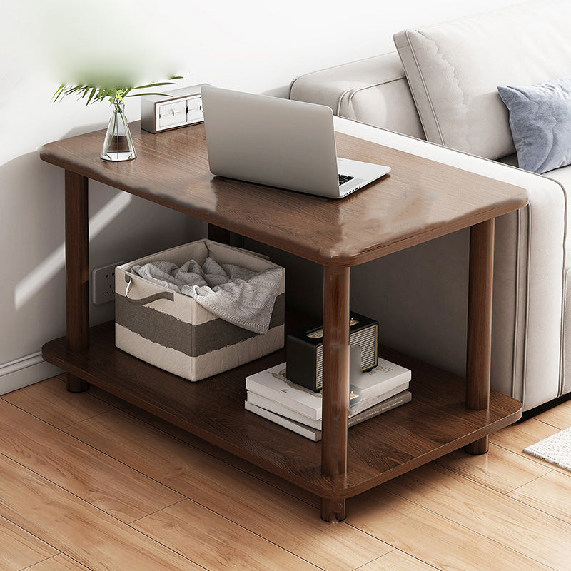 Contemporary Side Table Double Tier Wood Accent Side Table with Shelf