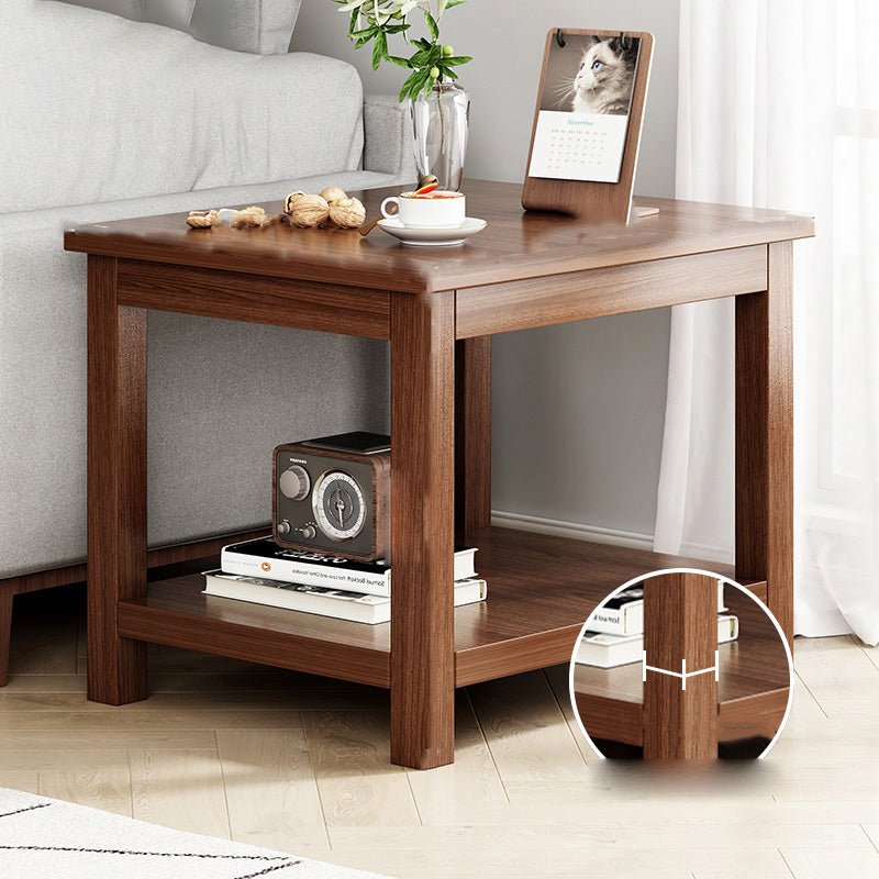 Contemporary Side Table Double Tier Wood Accent Side Table with Shelf