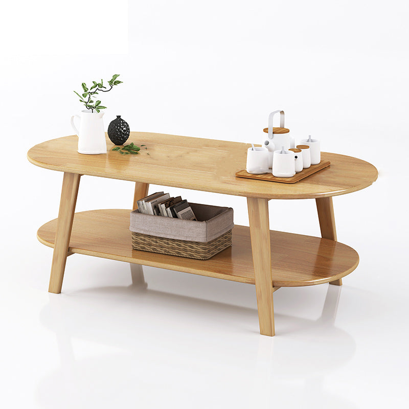 Contemporary Side Table Double Tier Wood Accent Side Table with Shelf
