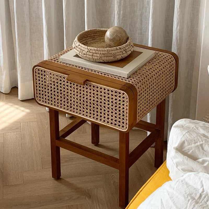23.42-inch Wood End Table Storage Side Table for Living Room