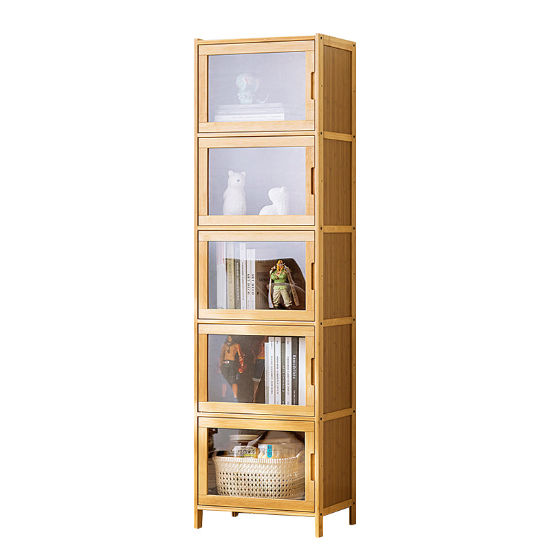 Contemporary Rectangle Storage Cabinet Natural Finish Accent Cabinet with Doors