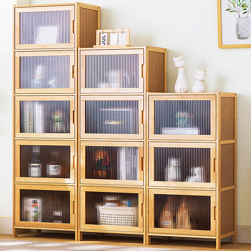 Contemporary Rectangle Storage Cabinet Natural Finish Accent Cabinet with Doors