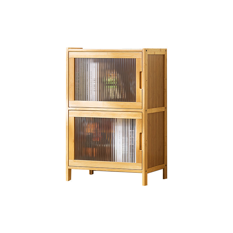 Contemporary Rectangle Storage Cabinet Natural Finish Accent Cabinet with Doors