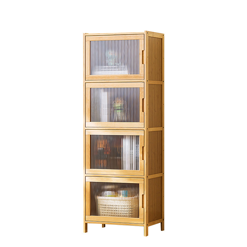 Contemporary Rectangle Storage Cabinet Natural Finish Accent Cabinet with Doors