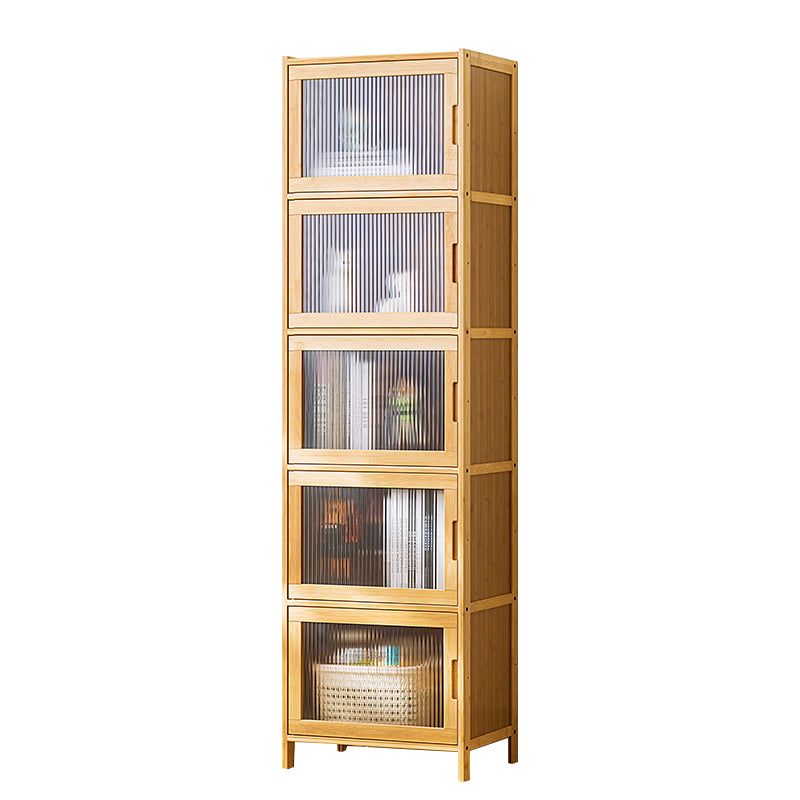 Contemporary Rectangle Storage Cabinet Natural Finish Accent Cabinet with Doors