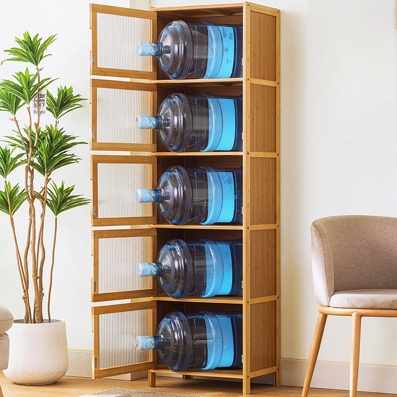 Contemporary Rectangle Storage Cabinet Natural Finish Accent Cabinet with Doors