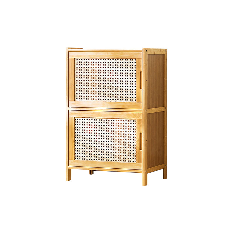 Contemporary Rectangle Storage Cabinet Natural Finish Accent Cabinet with Doors