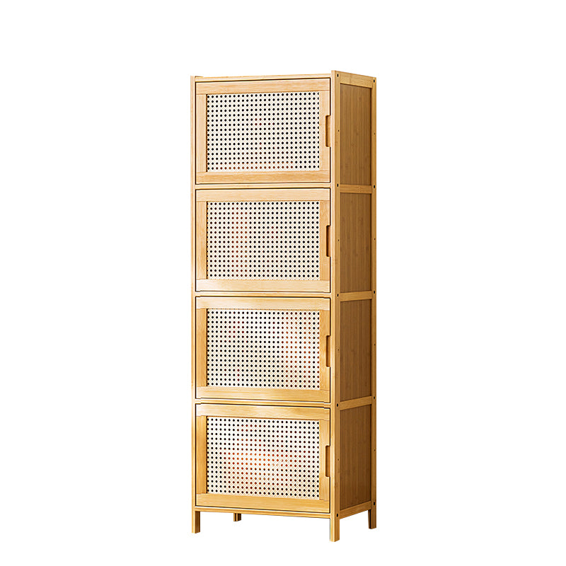 Contemporary Rectangle Storage Cabinet Natural Finish Accent Cabinet with Doors