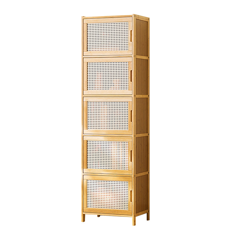 Contemporary Rectangle Storage Cabinet Natural Finish Accent Cabinet with Doors