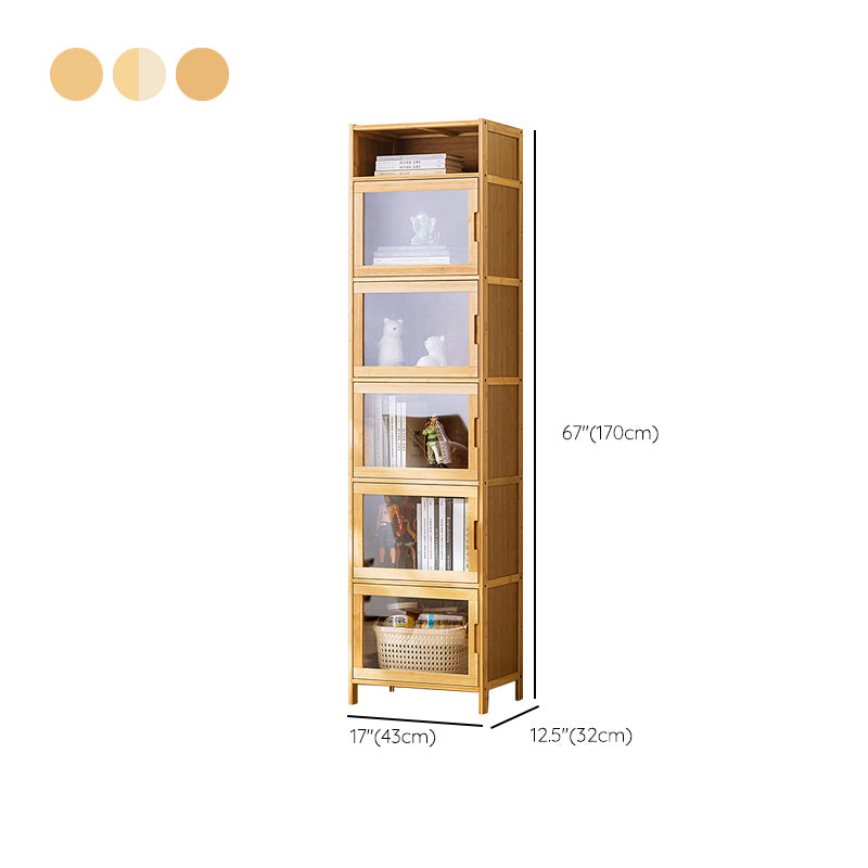 Contemporary Rectangle Storage Cabinet Natural Finish Accent Cabinet with Doors