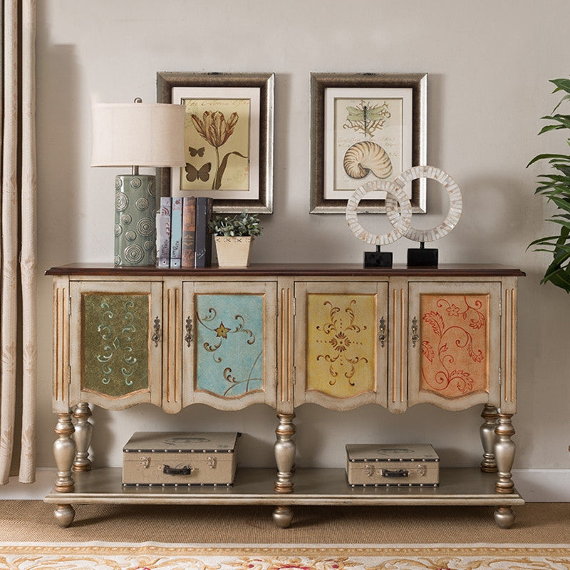 Industrial Solid Wood Storage Cabinet with Doors Chest with Shelves