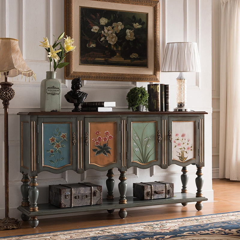 Industrial Solid Wood Storage Cabinet with Doors Chest with Shelves