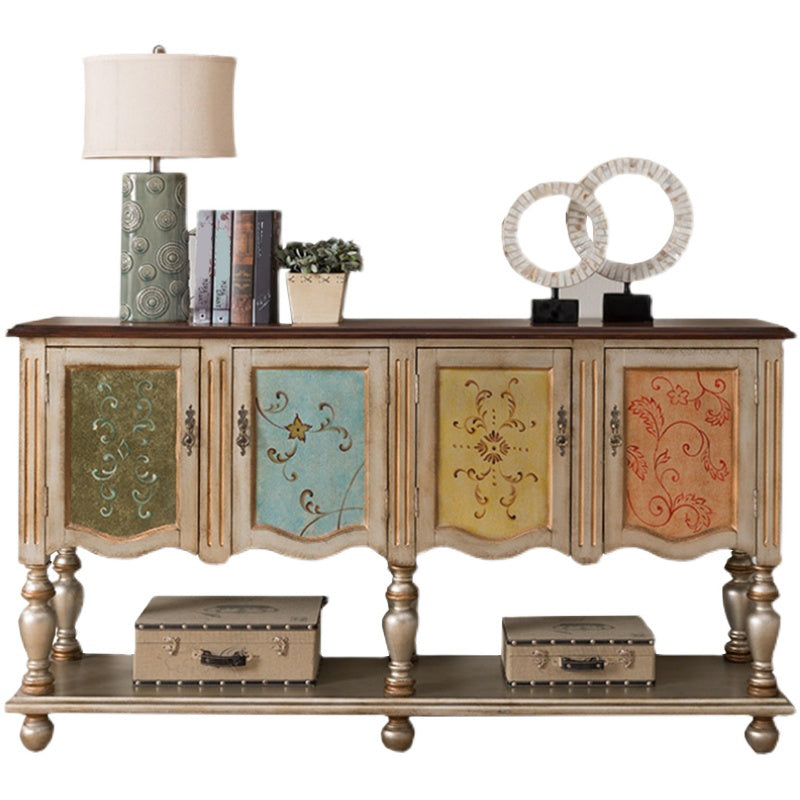 Industrial Solid Wood Storage Cabinet with Doors Chest with Shelves