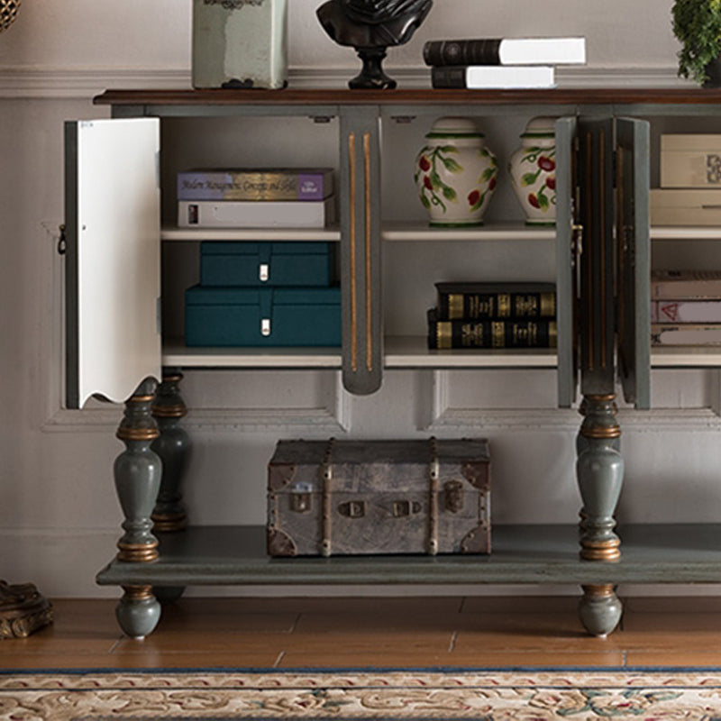 Industrial Solid Wood Storage Cabinet with Doors Chest with Shelves