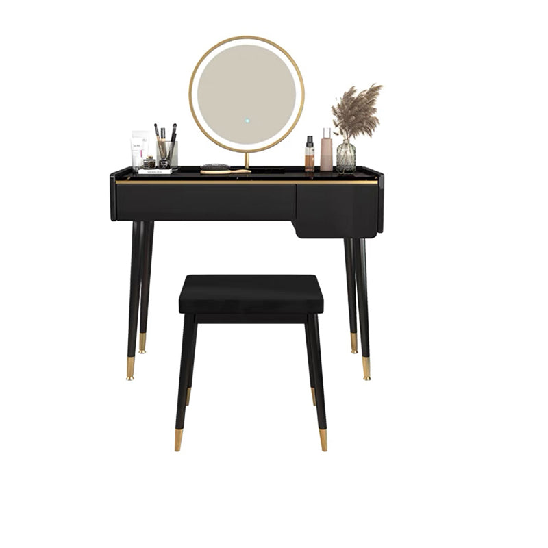 Glam Wooden Frame Dressing Table Slate Top Vanity with Drawers