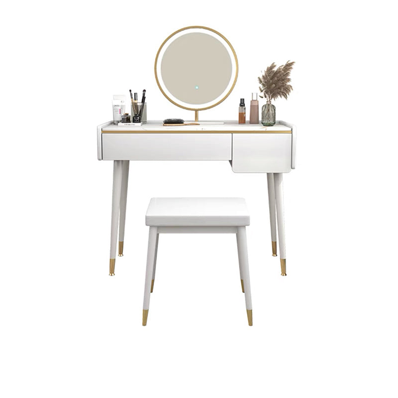 Glam Wooden Frame Dressing Table Slate Top Vanity with Drawers