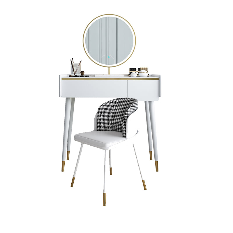 Glam Wooden Frame Dressing Table Slate Top Vanity with Drawers