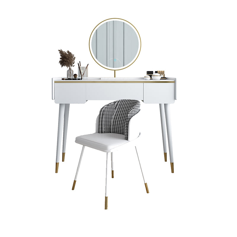 Glam Wooden Frame Dressing Table Slate Top Vanity with Drawers