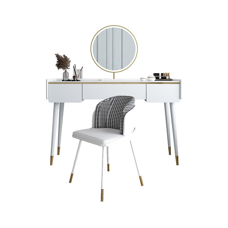 Glam Wooden Frame Dressing Table Slate Top Vanity with Drawers