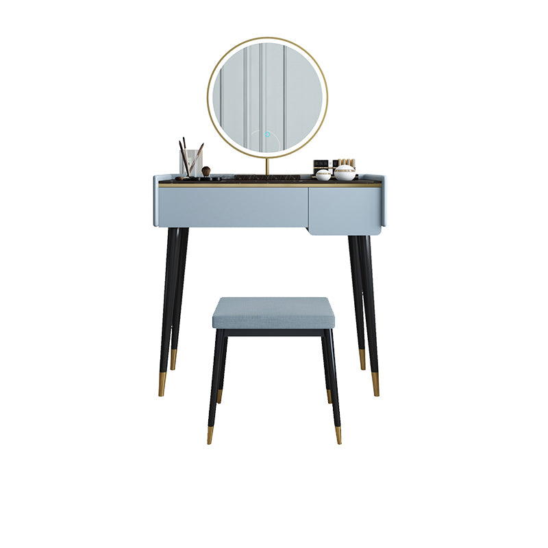 Glam Wooden Frame Dressing Table Slate Top Vanity with Drawers