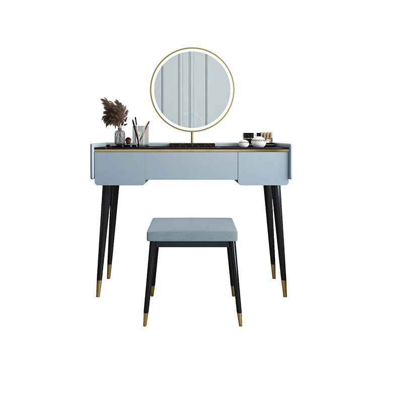 Glam Wooden Frame Dressing Table Slate Top Vanity with Drawers