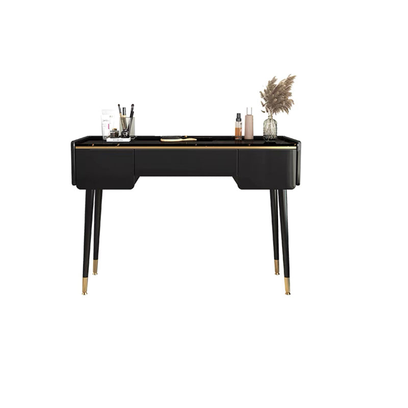 Glam Wooden Frame Dressing Table Slate Top Vanity with Drawers