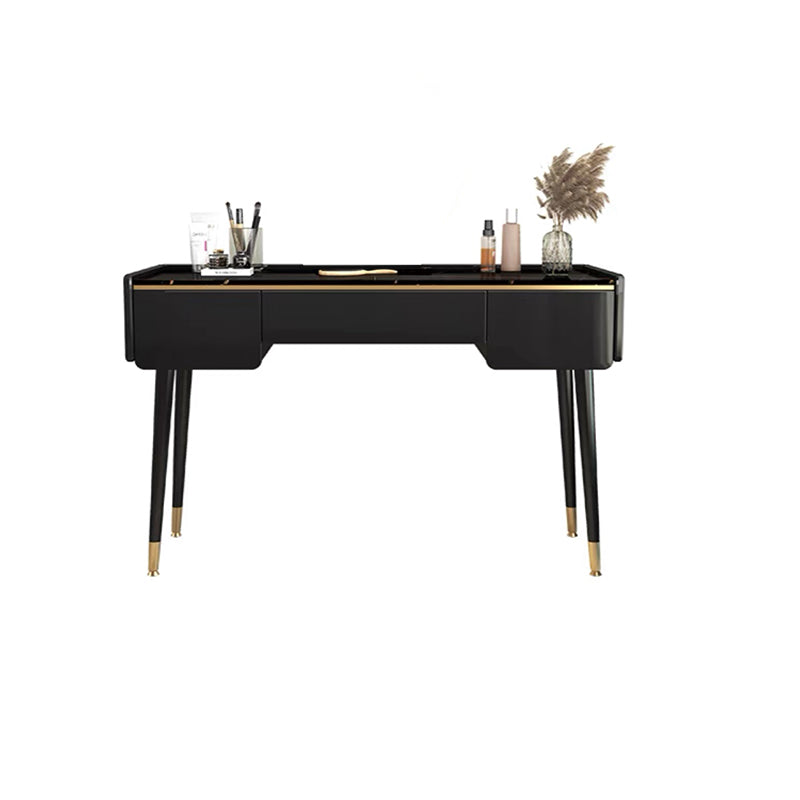 Glam Wooden Frame Dressing Table Slate Top Vanity with Drawers