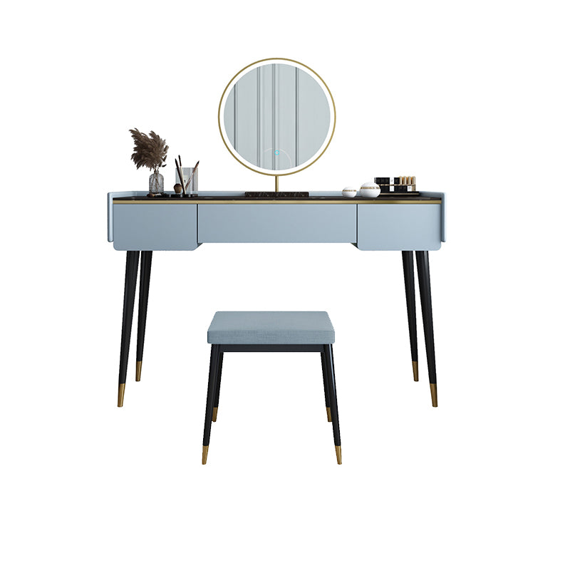 Glam Wooden Frame Dressing Table Slate Top Vanity with Drawers