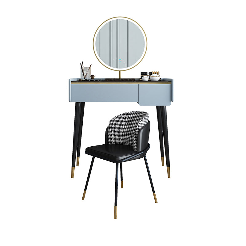Glam Wooden Frame Dressing Table Slate Top Vanity with Drawers