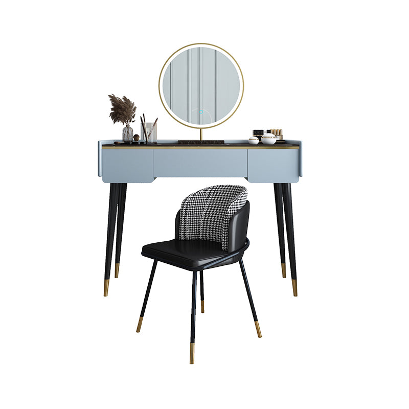 Glam Wooden Frame Dressing Table Slate Top Vanity with Drawers